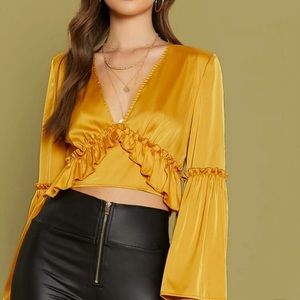 Shein yellow long sleeve sole like top